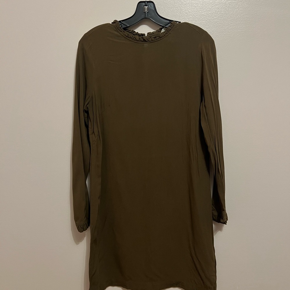 H&M Green Long Sleeve Crew Neck Mini shift Dress